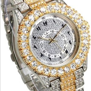 New bling silver/gold two tone  44MM men’s big face watch